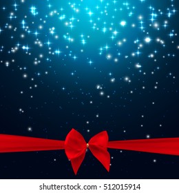 Star Shiny Sky with Ribbon and Bow Vector Illustration Background EPS10