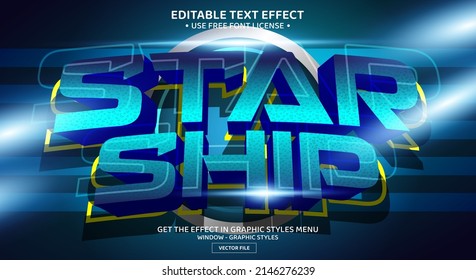 Star ship 3D editable text effect template