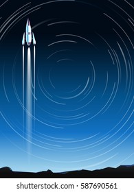 star ship space and star trail