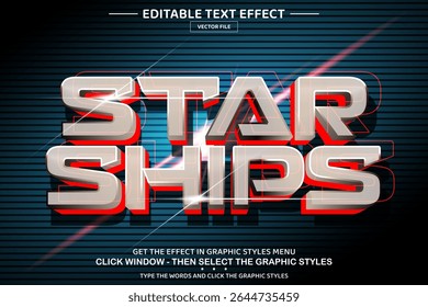 Star ships 3D editable text effect template