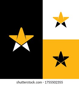 Star with shirt collar logo concept, luxury minimalist logo style black and yellow color