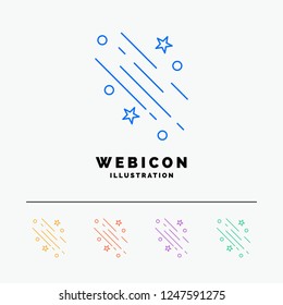 star, shooting star, falling, space, stars 5 Color Line Web Icon Template isolated on white. Vector illustration