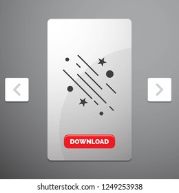 star, shooting star, falling, space, stars Glyph Icon in Carousal Pagination Slider Design & Red Download Button