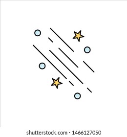 star, shooting star, falling, space, stars Flat Color Icon Vector. Vector Icon Template background