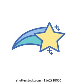 star shooting five pointed fill style icon vector illustration design