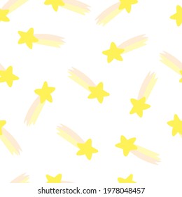 
star. shooting star in the sky. seamless pattern with stars. stock vector illustration with comet on white background.