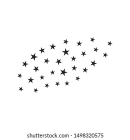 Star Shower vector, black illustration isolated on background. Black star shooting with an elegant star. Meteoroid, comet, asteroid, stars.