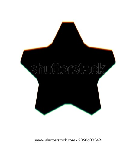Star sign. Black Icon with vertical effect of color edge aberration at white background. Illustration.