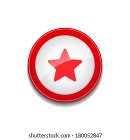 Star Sign Circular Red Vector Web Button Icon