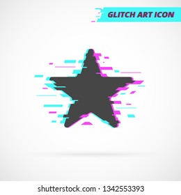Star Sign. Glitch Art Five-pointed Star Modern Vector Icon