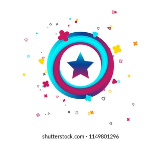 Star sign icon. Favorite button. Navigation symbol. Colorful button with icon. Geometric elements. Vector