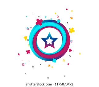 Star sign icon. Favorite button. Navigation symbol. Colorful button with icon. Geometric elements. Vector