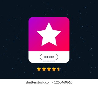 Star sign icon. Favorite button. Navigation symbol. Web or internet icon design. Rating stars. Just click button. Vector