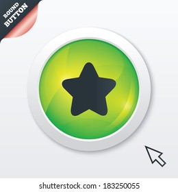Star sign icon. Favorite button. Navigation symbol. Green shiny button. Modern UI website button with mouse cursor pointer. Vector