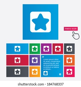 Star sign icon. Favorite button. Navigation symbol. Metro style buttons. Modern interface website buttons with hand cursor pointer. Vector