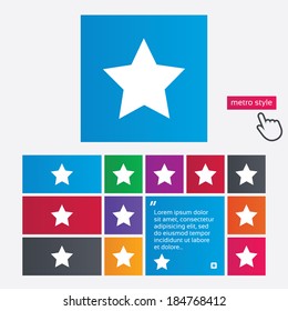 Star sign icon. Favorite button. Navigation symbol. Metro style buttons. Modern interface website buttons with hand cursor pointer. Vector