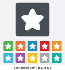 Star sign icon. Favorite button. Navigation symbol. Rounded squares 11 buttons. Vector