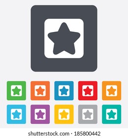 Star sign icon. Favorite button. Navigation symbol. Rounded squares 11 buttons. Vector
