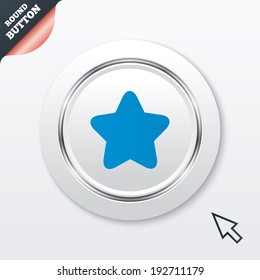 Star sign icon. Favorite button. Navigation symbol. White button with metallic line. Modern UI website button with mouse cursor pointer. Vector