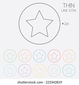 Star sign icon. Favorite button. Navigation symbol. Thin line circle web icons with outline. Vector