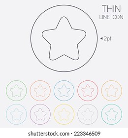 Star sign icon. Favorite button. Navigation symbol. Thin line circle web icons with outline. Vector