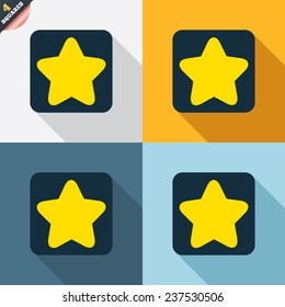 Star sign icon. Favorite button. Navigation symbol. Four squares. Colored Flat design buttons. Vector