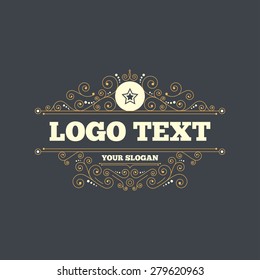 Star sign icon. Favorite button. Navigation symbol. Flourishes calligraphic ornament. Vector