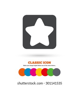 Star sign icon. Favorite button. Navigation symbol. Classic flat icon. Colored circles. Vector