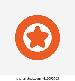 Star sign icon. Favorite button. Navigation symbol. Orange circle button with icon. Vector