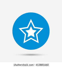Star sign icon. Favorite button. Navigation symbol. Blue circle button with icon. Vector
