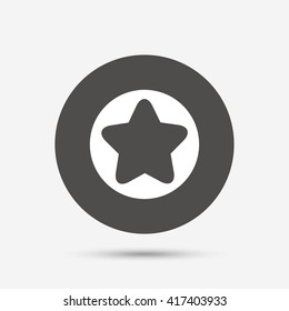 Star sign icon. Favorite button. Navigation symbol. Gray circle button with icon. Vector