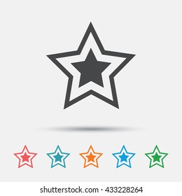 Star sign icon. Favorite button. Navigation symbol. Graphic element on white background. Colour clean flat star icons. Vector