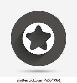 Star sign icon. Favorite button. Navigation symbol. Circle flat button with shadow. Vector