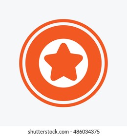 Star sign icon. Favorite button. Navigation symbol. Graphic design element. Flat star symbol on the round button. Vector