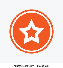 Star sign icon. Favorite button. Navigation symbol. Graphic design element. Flat star symbol on the round button. Vector