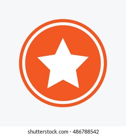Star sign icon. Favorite button. Navigation symbol. Graphic design element. Flat star symbol on the round button. Vector