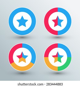 Star sign icons. Star sign buttons. Flat colors. Vector illustration.