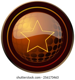 Star Sign on a Round Glossy Button, Vector Illustration isolated on White Background. 
