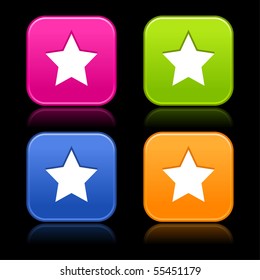 Star sign on web 2.0 internet buttons. Colorful smooth rounded shapes with reflection on black background