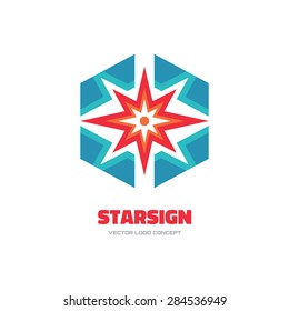 Star sign - vector logo template concept illustration. Spark symbol. Sun icon. Abstract shape. Hot warm insignia. Energy power. Design element. 