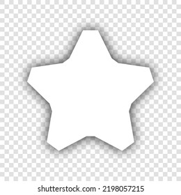 Star sign. White Icon with dropped natural gray Shadow at transparent Background. Illustration.