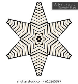 Star sign.Abstract geometric shape roughly hand drawn. Striped symmetrical geometrical symbol. Vector icon isolated on white. Tribal ethnic pattern design element.