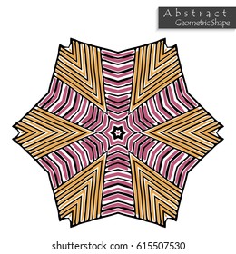 Star sign.Abstract geometric shape roughly hand drawn. Striped symmetrical geometrical symbol. Vector icon isolated on white. Tribal ethnic pattern design element.