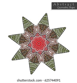 Star sign.Abstract geometric shape roughly hand drawn. Striped symmetrical geometrical symbol. Vector icon isolated on white. Tribal ethnic pattern design element.