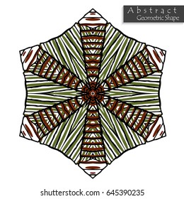Star sign.Abstract geometric shape roughly hand drawn. Striped symmetrical geometrical symbol. Vector icon isolated on white. Tribal ethnic pattern design element.