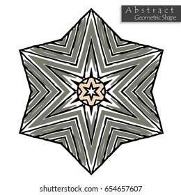 Star sign.Abstract geometric shape roughly hand drawn. Striped symmetrical geometrical symbol. Vector icon isolated on white. Tribal ethnic pattern design element.