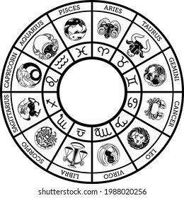 Sternzeichen Zodiac-Astrologie-Horoskop-Symbole Set