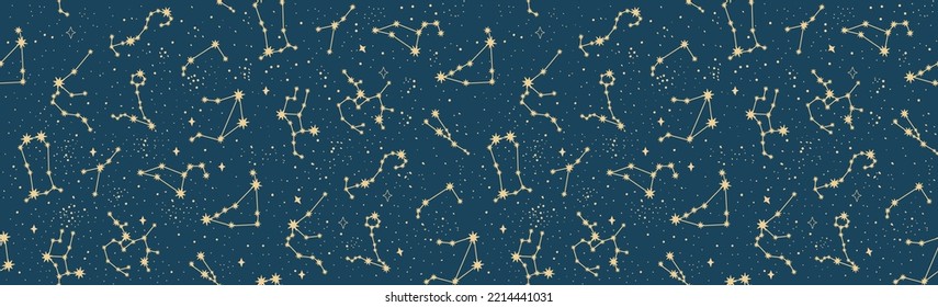 Star signs of the zodiac. vector illustration. Astrological drawing of the constellations. on a black background. Read the natal chart. Starry sky. magic illustration. Astrological forecast.