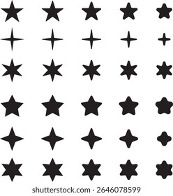 Star silhouette, 5 stages of change, illustration set