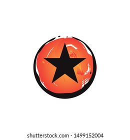 Star silhouette inside circle orange paintbrush logo design